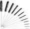 Tube Cleaning Brush Set, 12Pcs 8 Inch Long Nylon Flexible Bottle Brushes for Narrow Neck Bottles and Cups (Black)