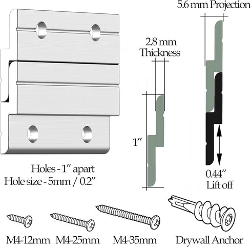 Muzison 41" 2 Pack 200 lb Z Clips - French Cleat Picture Hanger Heavy Duty - Wall Mirror Mounting Bracket - Flush Mount