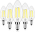 LED Candle Bulbs, 40W Equivalent, E12 Candelabra 4W 470Lm Clear Edison, Daylight White 5000K Classic Bright Filament,