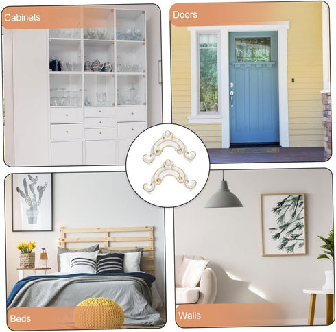 2pcs Homoyoyo Adhesive Furniture Appliques Onlays: Decorative Frame Onlay - Peel and Stick Corner Decal for Vanity