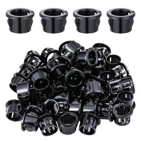 Zelphvt 50Pcs Black Snap Bushing, Snap in Plastic Cable Grommets, 1/2 Inch Knockout