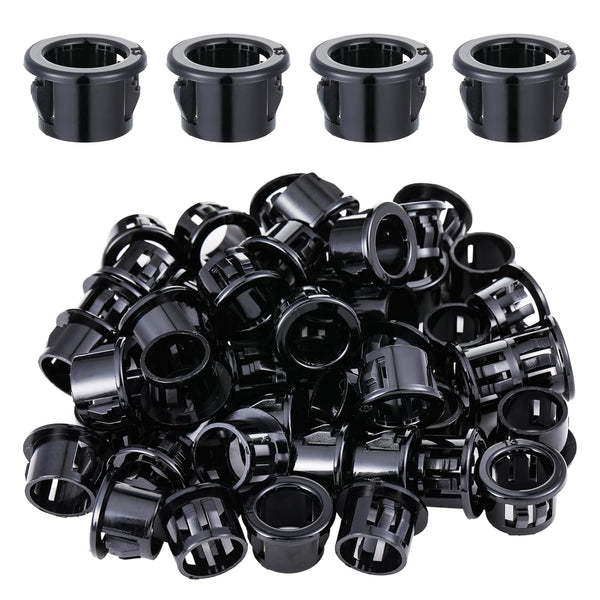 Zelphvt 50Pcs Black Snap Bushing, Snap in Plastic Cable Grommets, 1/2 Inch Knockout
