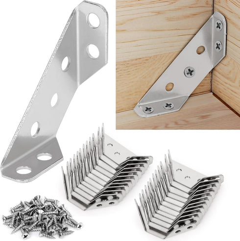 2026 Upgraded Universal Stainless Steel Furniture Corner Connector with Screws Angle Fasten