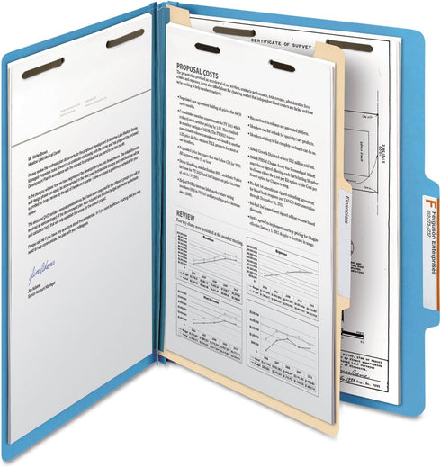 Smead Classification File Folder - 1 Divider, 2" Expansion, Letter Size, Blue, 10 per Box (13701)