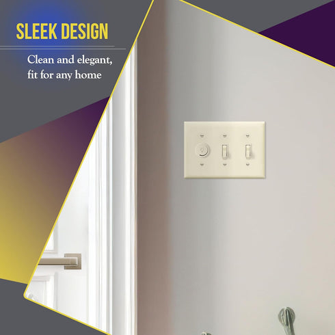 ENERLITES Triple Toggle Light Switch Wall Plate, Gloss Finish, Standard Size 3-Gang, Unbreakable Polycarbonate