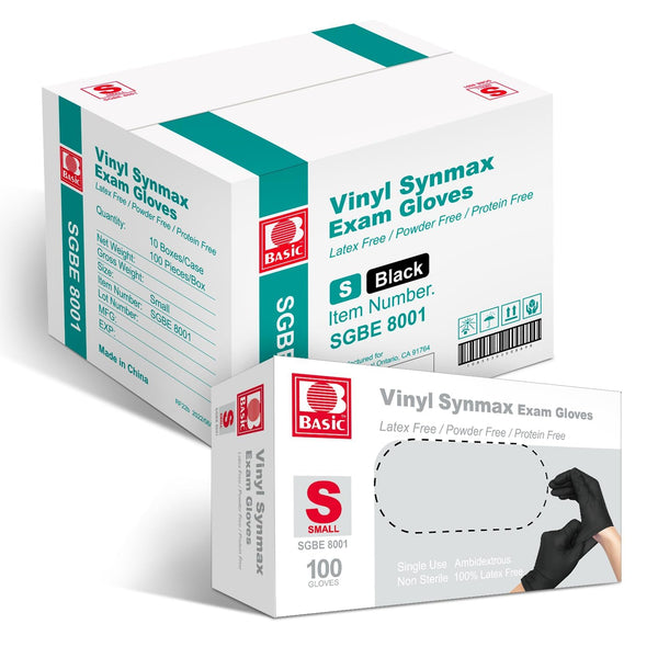 Jointown Vinyl Exam Gloves, 4 mil Safety Glove, Latex-Free & Powder-Free, SGBE 8001 Synmax Disposable Medical Glove