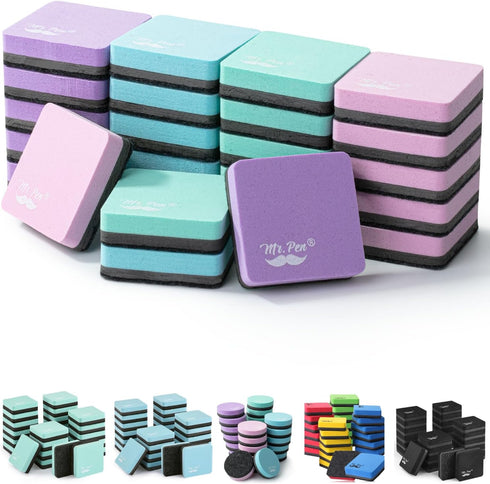 Mr. Pen Mini Dry Erase Eraser, 24 Pack, Pastel Colors, Magnetic Dry Eraser for Whiteboard