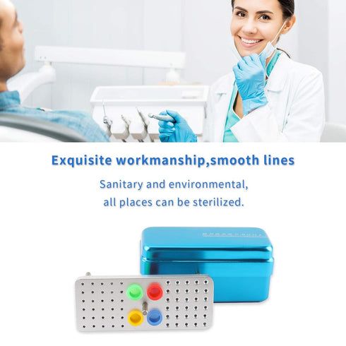 Annhua 60 Holes Dental Bur Blocks, Autoclavable Aluminum Burs Case Organizer for Dental Lab, Blue