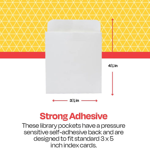 School Smart Standard Back Peel and Press Book Pockets, Manila, 3-1/2 x 4-1/2 Inches, Pack of 500