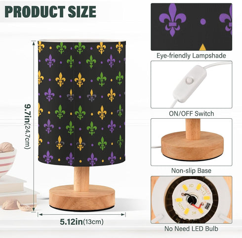 ALAZA Bedside Table Lamp for Bedroom Carnival Lily Theme Nightstand LED Light Lamps with USB Port Linen Fabric Shade