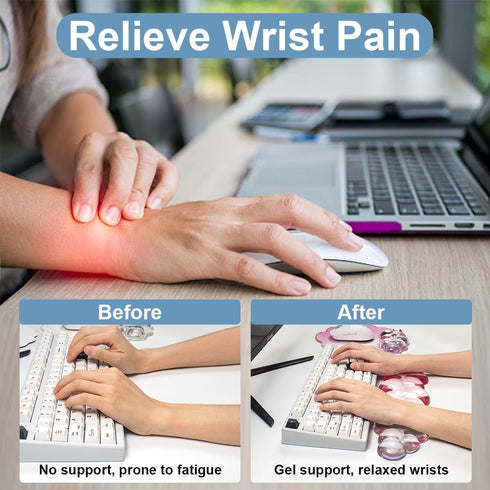 Set Gel Wrist Rest and Cloud Mouse Pad Support for Keyboard and Mouse - Ergonomic Pink Keyboard Wrist Pad for Typing