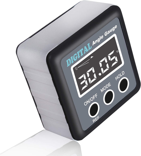 Digital Angle Gauge, eOUTIL Mini Digital Level Protractor with V-Groove Magnetic Base for Woodworking
