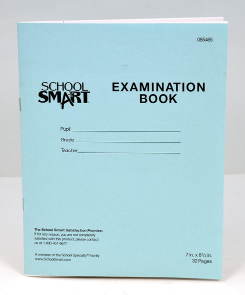 School Smart Examination Blue Book - 32 Pages, 7 x 8-1/2 Inches - Pack of 50