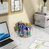 Large Acrylic Pen Holder, 360 Degree Rotating Desk Organizer with 6 Compartments, Office Marker Storage Caddy