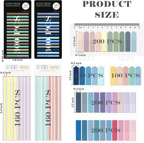 BAYTORY 1720 Sheets Transparent Sticky Tabs, Clear Sticky Notes Long Page Book Markers Index Tabs, Tape Flags for Book Annotation Tabs and Aesthetic School Stationary Supplies Planner Accessories by BAYTORY