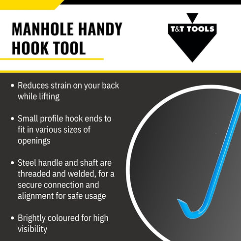 T&T Tools Heavy Duty Handy Hook – Portable 30 Inch with 3/8" Round Pump Hook End – 1 Pack