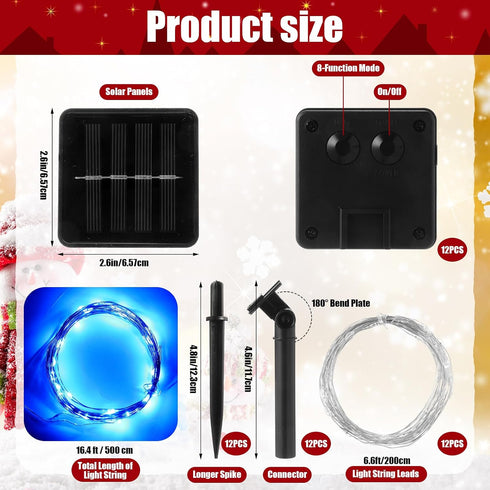 12 16ft 50 Pcs Solar String Lights Solar Mini Teeny Tiny Fairy Firefly Twinkle Light Waterproof LEDs Garden String