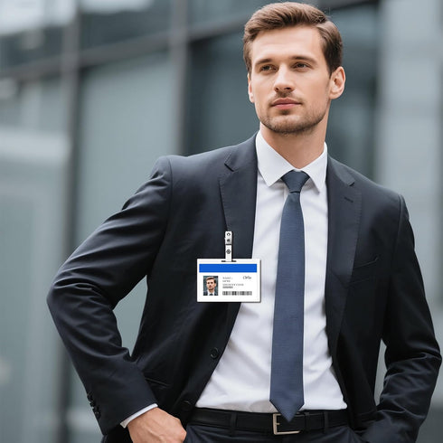 Easytle 30 Pcs Metal Badge Clips with Clear PVC Straps, ID Clip for Badges and Work Badges