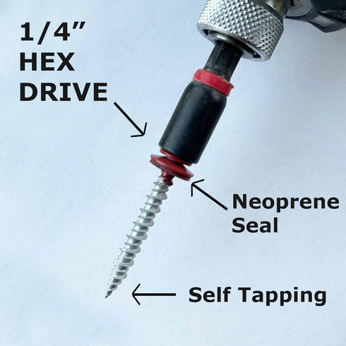 Metal Roofing Screws - #10 x 1.5” – Self Tapping Hex Head with EPDM Rubber Washer for Metal to Wood, Sheds (100)