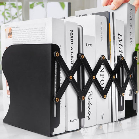 Heavy Duty Book End, Adjustable Bookends for Shelves, Decorative Book Organizer for Desk, Sturdy Metal Holder
