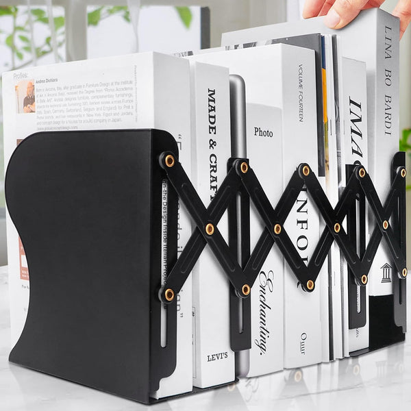 Heavy Duty Book End, Adjustable Bookends for Shelves, Decorative Book Organizer for Desk, Sturdy Metal Holder