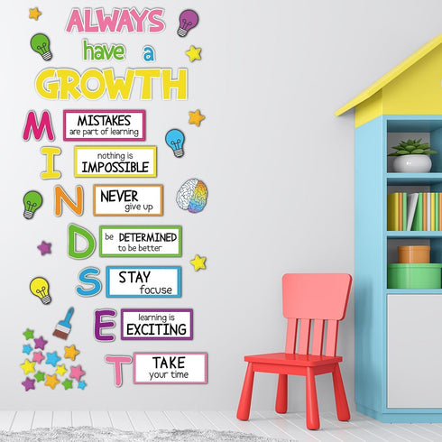 Growth Mindset Bulletin Board, Positive Educational Sayings Accents for Classroom Wall Display Set
