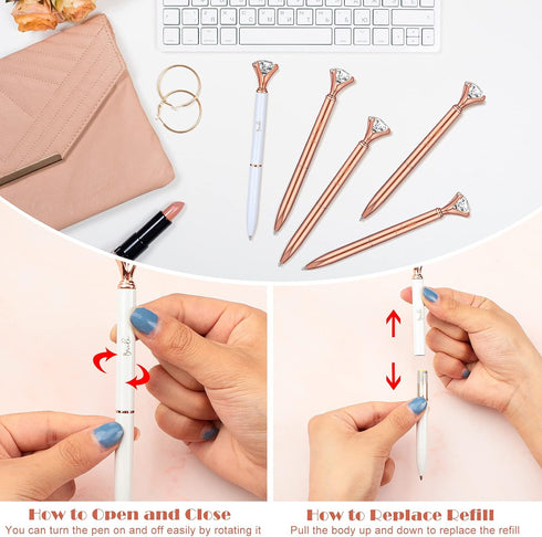 Tenare 8 Pcs Bridesmaid Proposal Gifts - Will You Be My Bridesmaid Pen Bridal Shower Crystal Diamond Ballpoint Pens