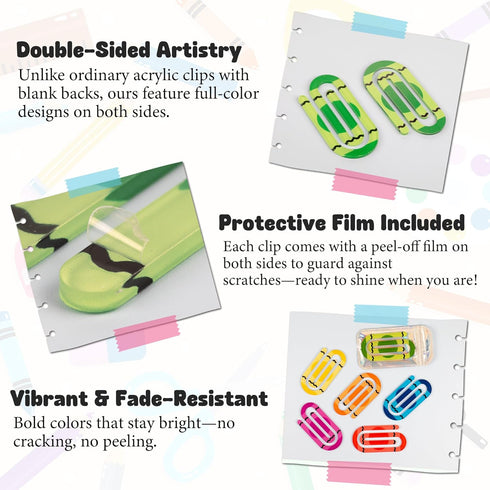 Sandure 48 Pack 4" 2" 24Pcs 24Pcs Jumbo Acrylic Paper Clips, X Teacher Paper Clips with Gift Bags Personalized