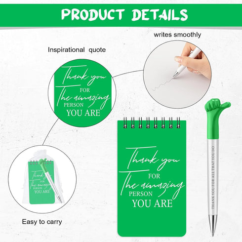 PerKoop 40 Sets Graduation Appreciation Gifts - 40 Pcs Thumbs Up Pens and Motivational Notebook, Teacher Gift