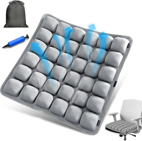 UsLikeDiy Grey Travel Seat Cushion Portable Inflatable 3D Air Cell Seat Cushion for