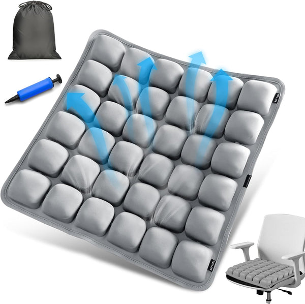 UsLikeDiy Grey Travel Seat Cushion Portable Inflatable 3D Air Cell Seat Cushion for