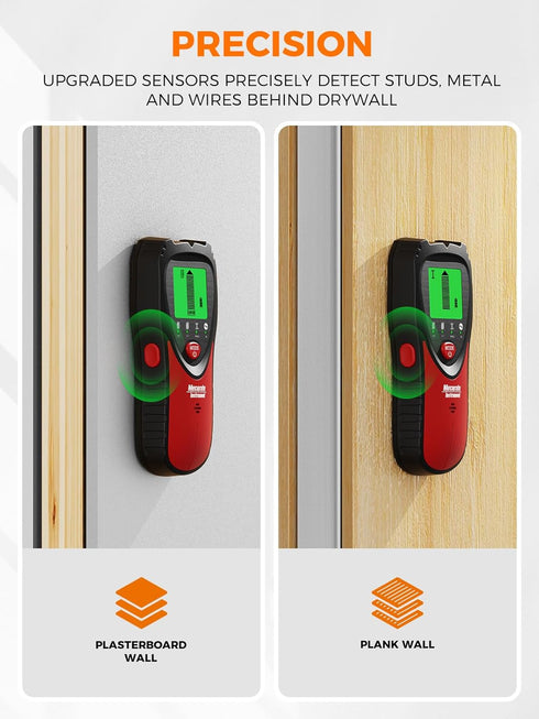 5-in-1 Mecurate Stud Finder with LCD Display, Wall Scanner for Studs, Metal, AC Wires Detection, Lightweight & Durable