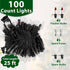 25FT 100 Bulbs Clear Christmas Lights Incandescent Warm White Mini Lights with Black Wire for Christmas Tree, Garland