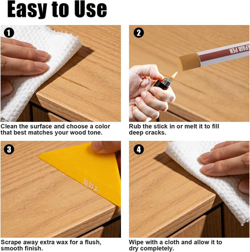 Winfox 20 Wood Filler Sticks, Colors Wood Repair Wax Crayons with Scraper, Wood Touch Up Markers for Repairing