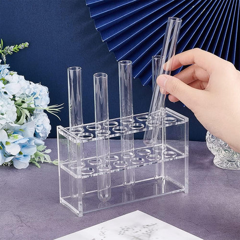 OLYCRAFT Clear Acrylic Test Tube Rack, 1.8x5.5x3.5 Inch, 12 Sockets Test Tube Display Stand for 10ml Test Tube