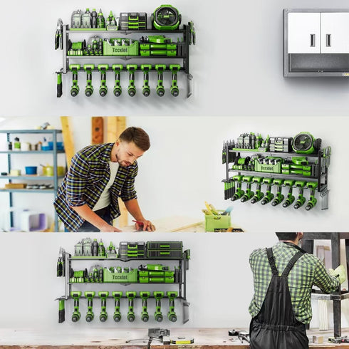 Tccxfot 3 8 Power Tool Organizer - Layer Drill Holder Wall Mount, Storage Rack for Garage Organization, Large Tool