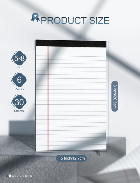 Legal Pads 5x8 Inch Writing Pads for Office Note Pads 5x8 for Work 80 GSM Paper College Ruled Legal Pad To Do List Notepad 30 Sheets 6 Pack Notebook Writing Pad Notepads for Grocery List Shopping List by Aidunmis