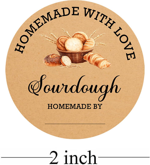 FENGHERUIA 2 inch Packaging 500 Sourdough Bread Supplies Sourdough Sticker Baked with Loved Stickers for Baked Good Pcs