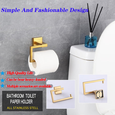JG1905-BE GERZWY Gold Stainless Steel Toilet Paper Holder Paper Towel Dispenser Tissue Roll Hanger Wall Mounted