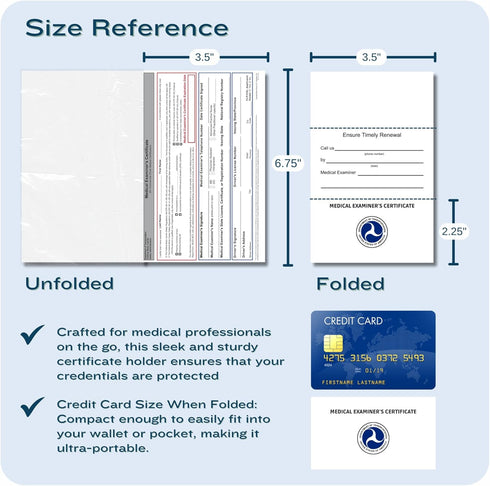 Authorized Inspector 2028 (MCSA-5876) 20-Pack Commercial 40/60/100 Packs DOT FMCSA Medical Examiner Certificate Cards