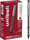 uniball Vision Needle Roller Ball Pen, Stick, Fine 0.7mm, Black Ink, Silver Barrel, Dozen