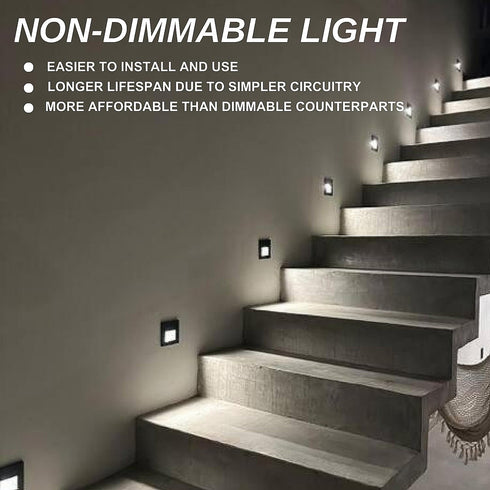 ZONK Outdoor Waterproof LED Step Lights, 120V Wall Mounted Stairway Lighting, 3W 4000K