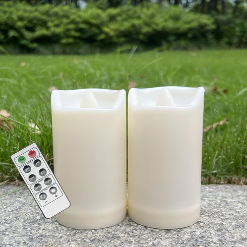 2 Pack LED Flameless Candles Battery Operated Outdoor LED LightFake Flickering Waterproof
