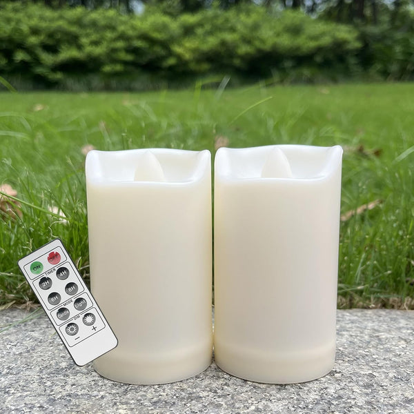 2 Pack LED Flameless Candles Battery Operated Outdoor LED LightFake Flickering Waterproof