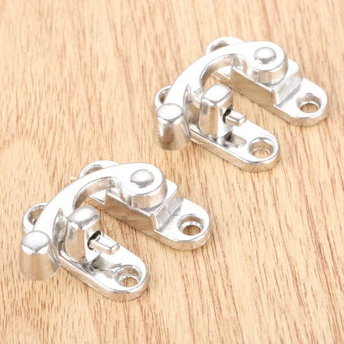 Yetaha 2PCS Antique Box Hasp Latch - Decorative Horn Lock Silver Hook Buckle Clasp Small Hardware for Wooden Jewelry