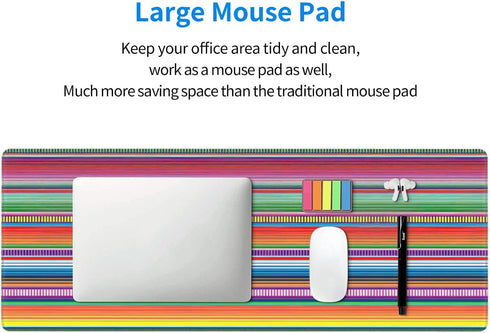 Sigouyinei Office(31.5"X 11.8") Mexican Serape Color Stripe Gaming Keyboard Mouse Pad Mousepad Huge Extended XL