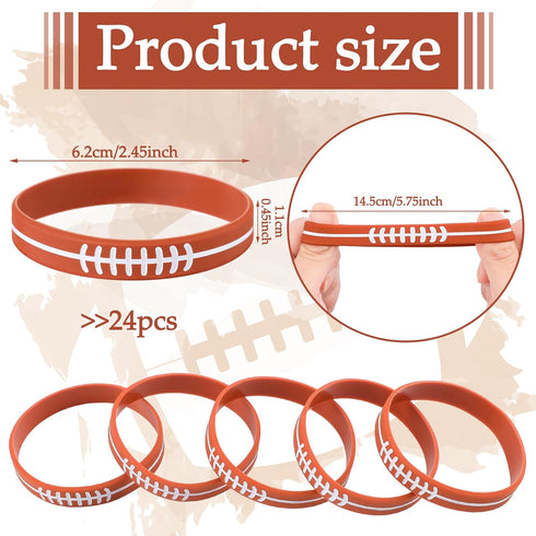 Qilery 48 Pcs Sports Party Favors Ballpoint Pens and Bracelets Bulk Set Include 24 Pens and 24 Silicone Wristband Sports Fan Gifts Accessories for Team Party Supplies Birthday Favor(Football)