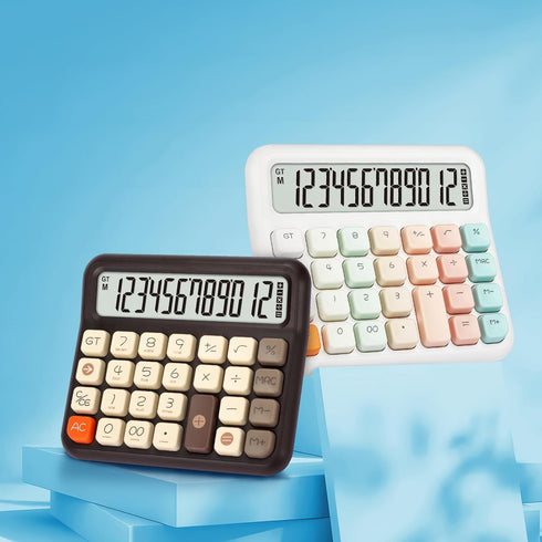Pendancy Desktop Calculator, 12 Digit Gradient Pink Basic Calculator with Extra Large LCD Display for Home, School,