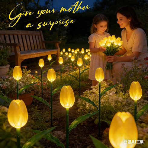 X-GiftKey 6PACKS Outdoor Solar Lights Waterproof - Brighter Tulip Flowers with Garden Gifts Stake Lights Decor,Yard