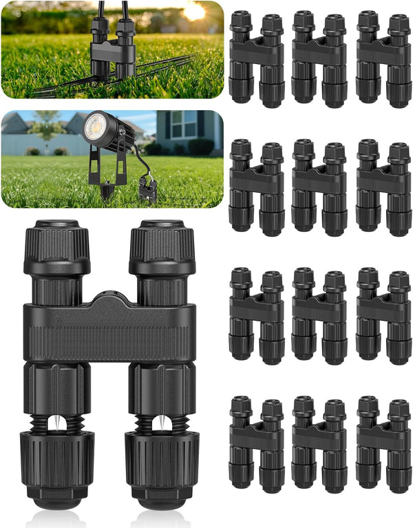 HIBOITEC Wire Connectors for Outdoor Low Voltage Spotlights/Pathway Lights/In-ground Lights/Desk Step Lights,
